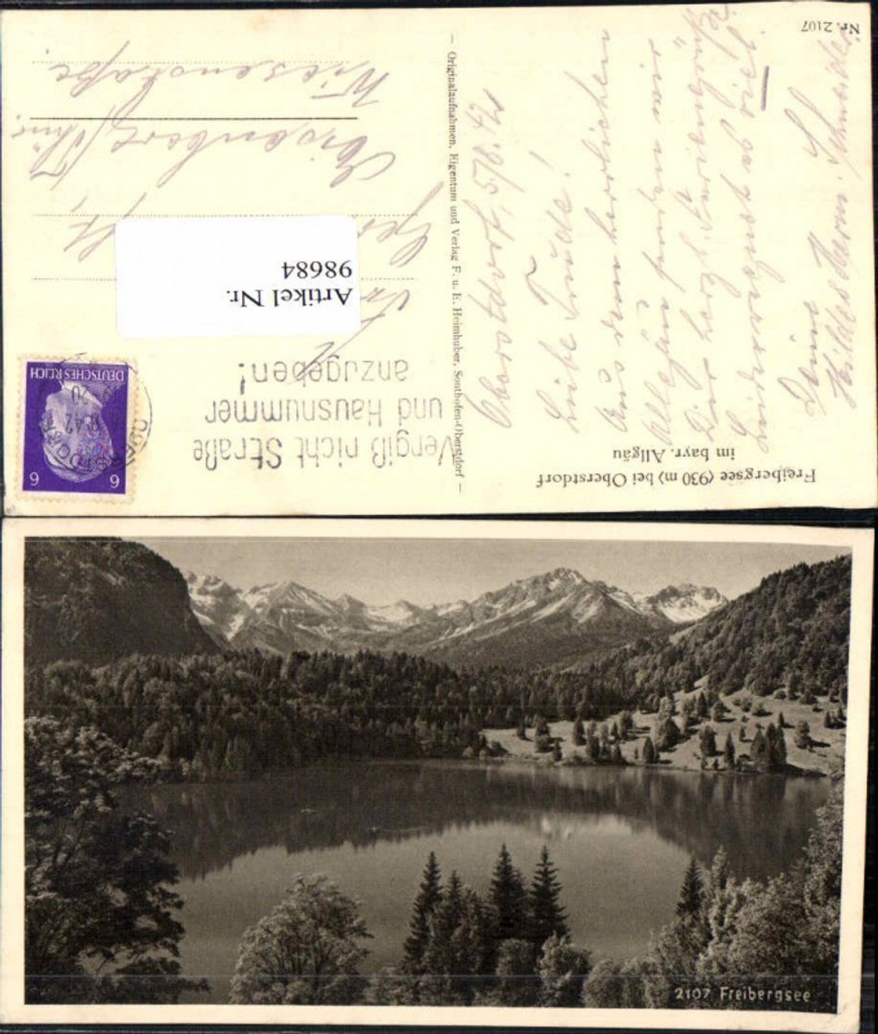 98684,Freibergsee bei Oberstdorf Allgäu 1940