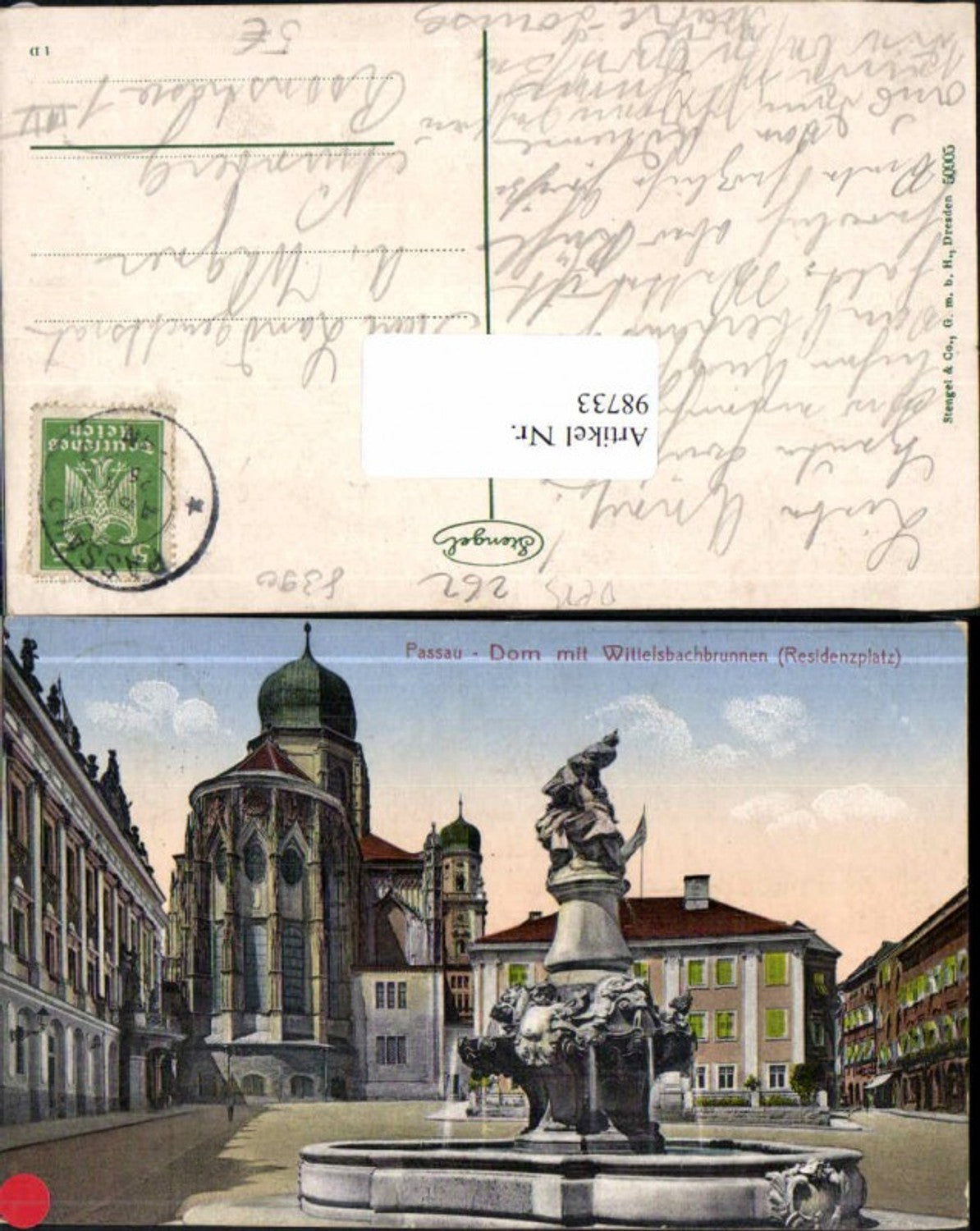 98733,Passau Dom m. Wittelsbacherbrunnen Brunnen