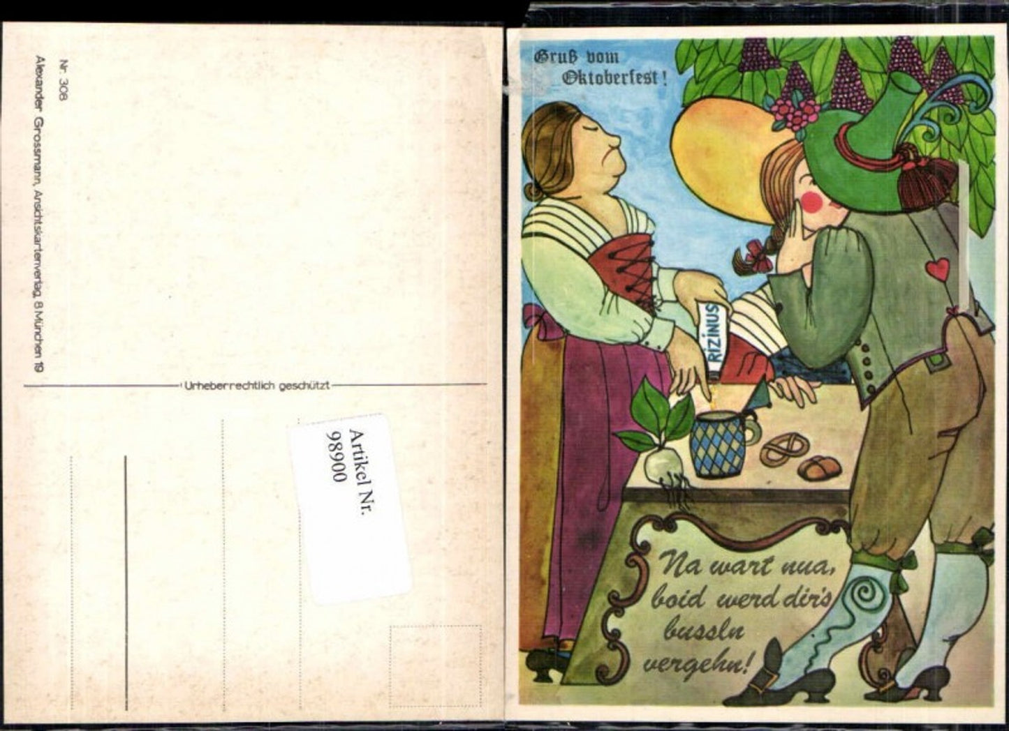 98900,Scherzkarte Juxkarte Schwiegermutter Brezel Kuss