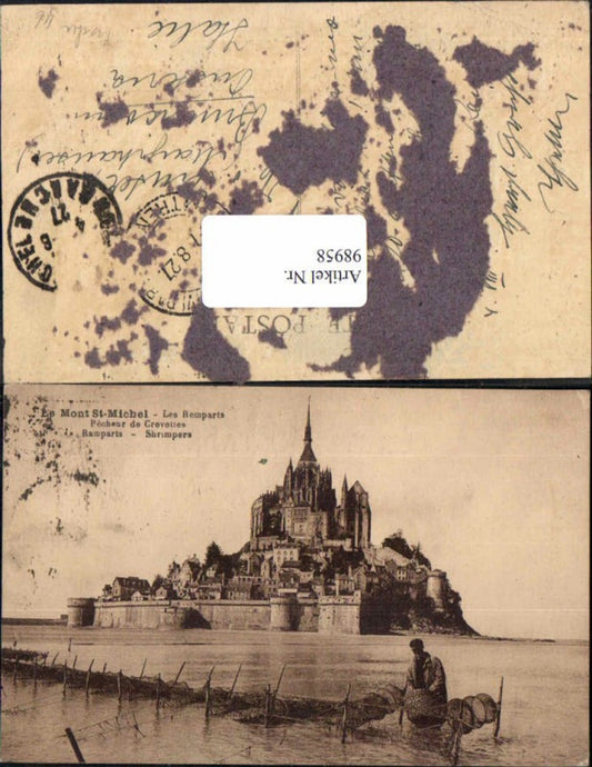 98958,Mont St Michel Remparts Fischer Angler