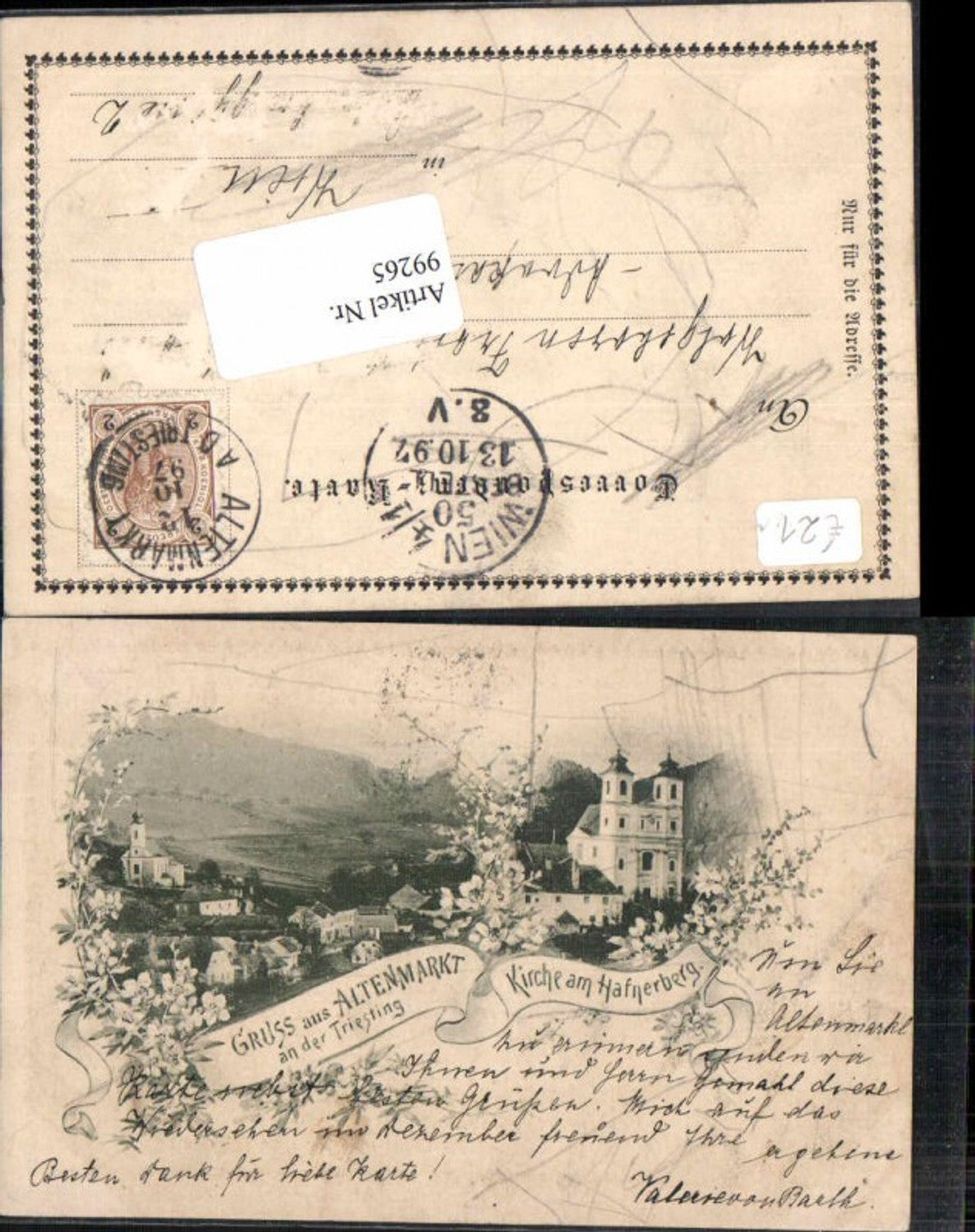 99265,Gruss aus Altenmarkt a.d. Triesting Hafnerberg 1900