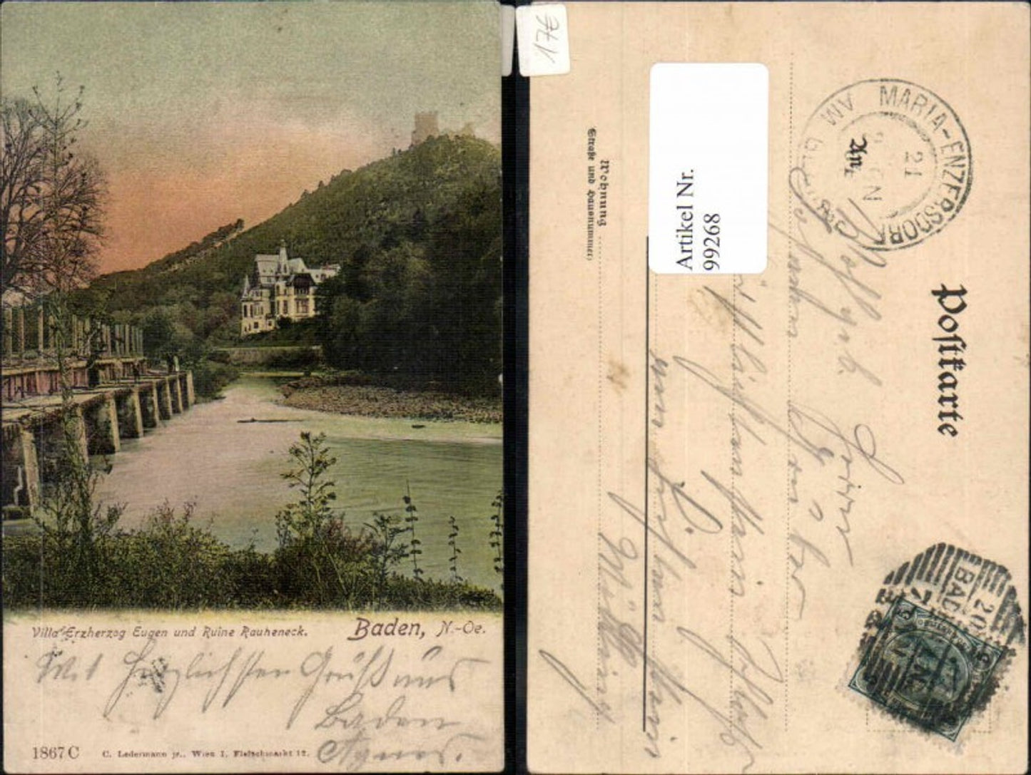 99268,Baden b. Wien Villa Erzherzog Eugen Ruine Rauheneck