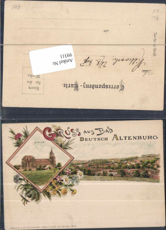 99311,Tolle Litho Gruss aus Deutsch Altenburg Carnuntum Kirche 1895