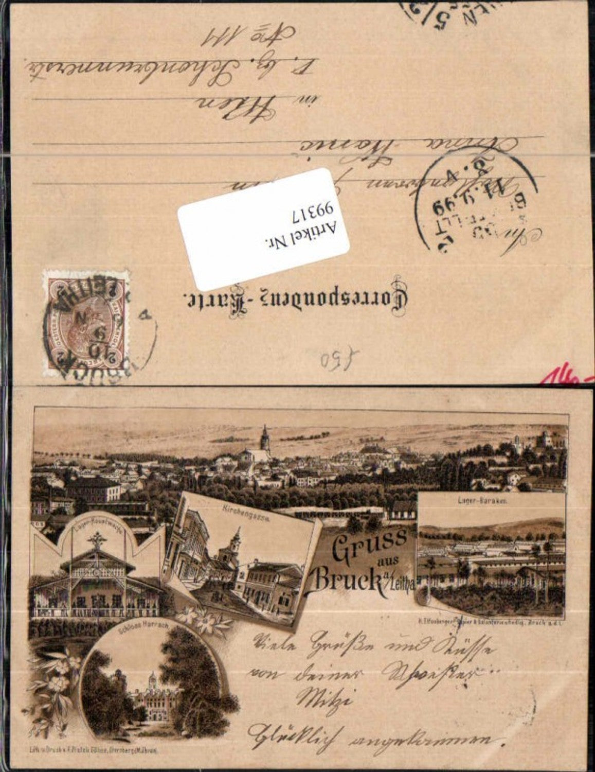 99317,RAR Litho Gruss aus Bruck a.d. Leitha Harrach Lager