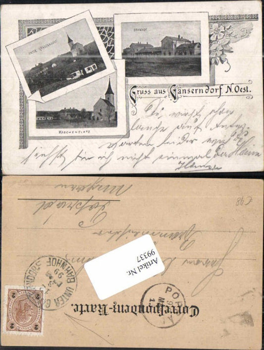 99337,Gruss aus Gänserndorf Bahnhof Kirche Unter Gänserndorf