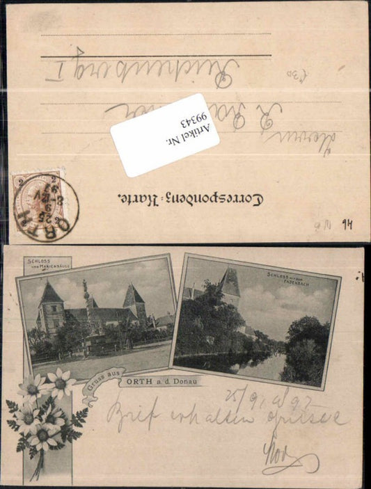 99343,Gruss aus Orth a.d. Donau Fadenbach Schloss 1897