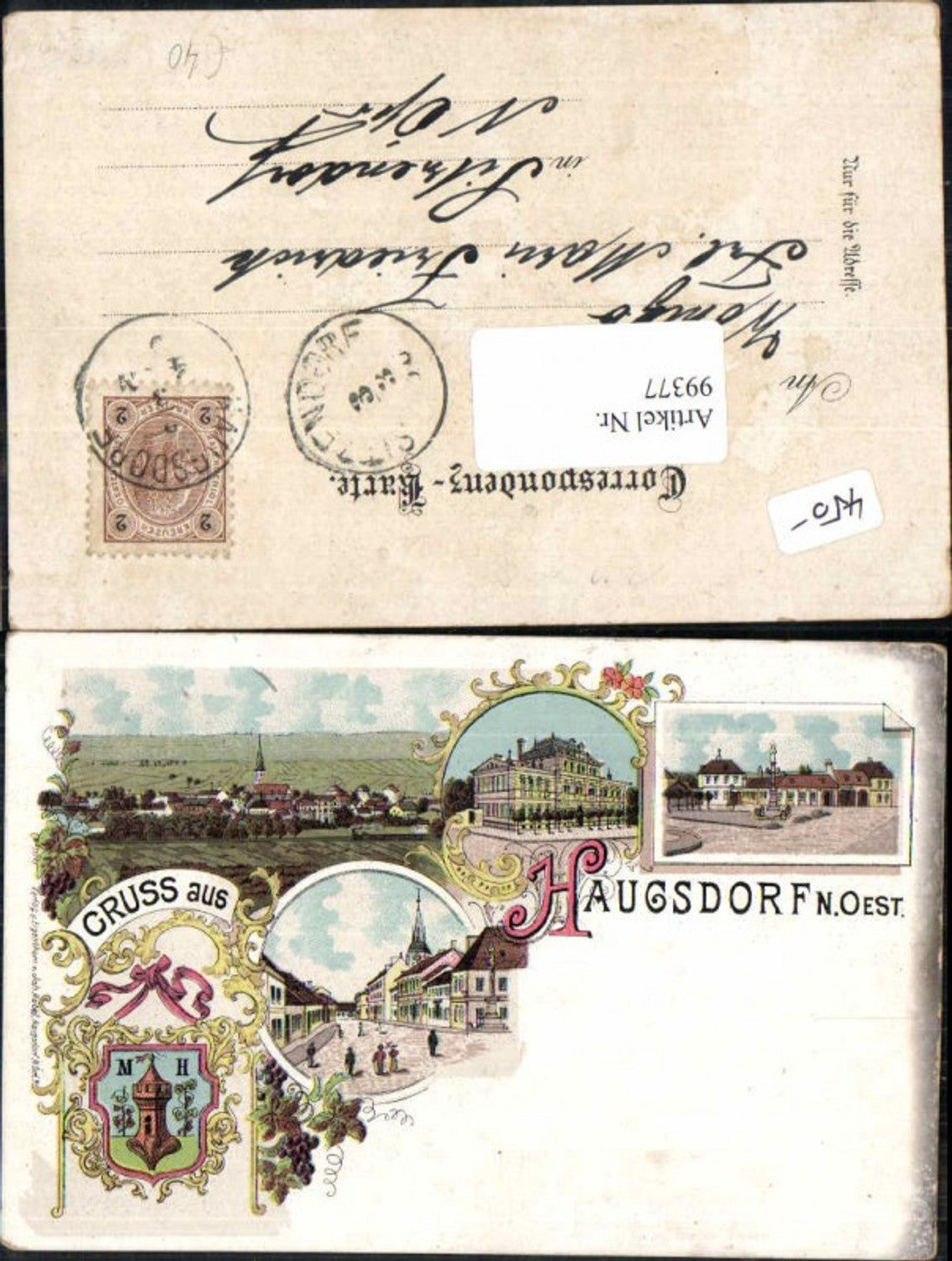 99377,Tolle Litho Gruss aus Haugsdorf 1897