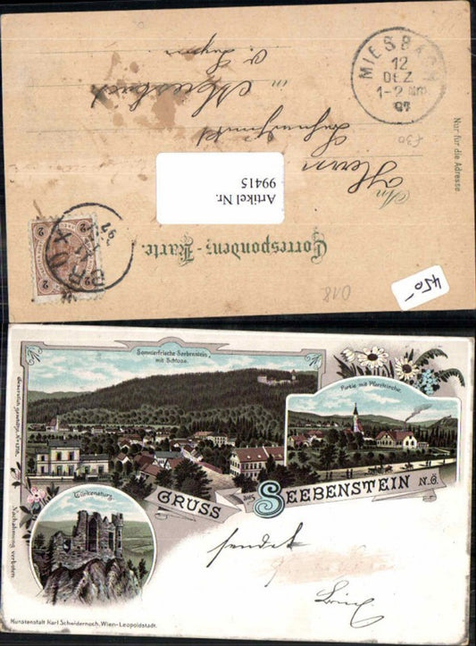 99415,Tolle Litho Gruss aus Seebenstein Kirche Schwidernoch