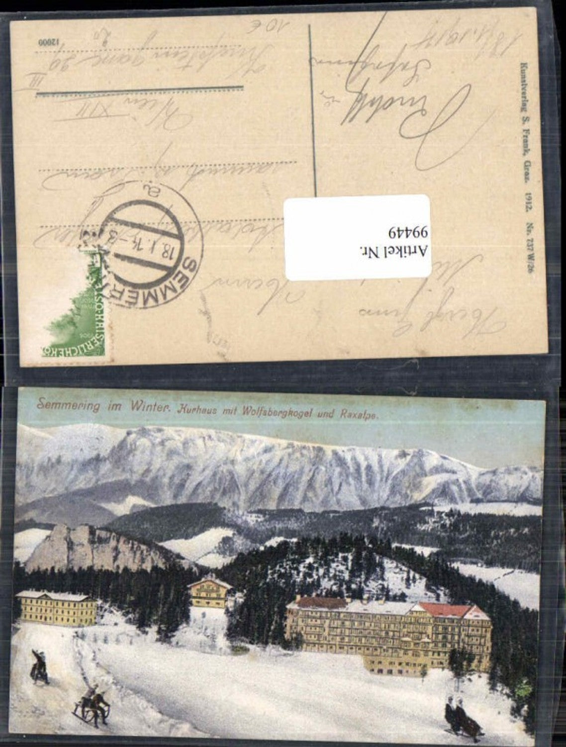 99449,Semmering im Winter Rodelpartie 1912