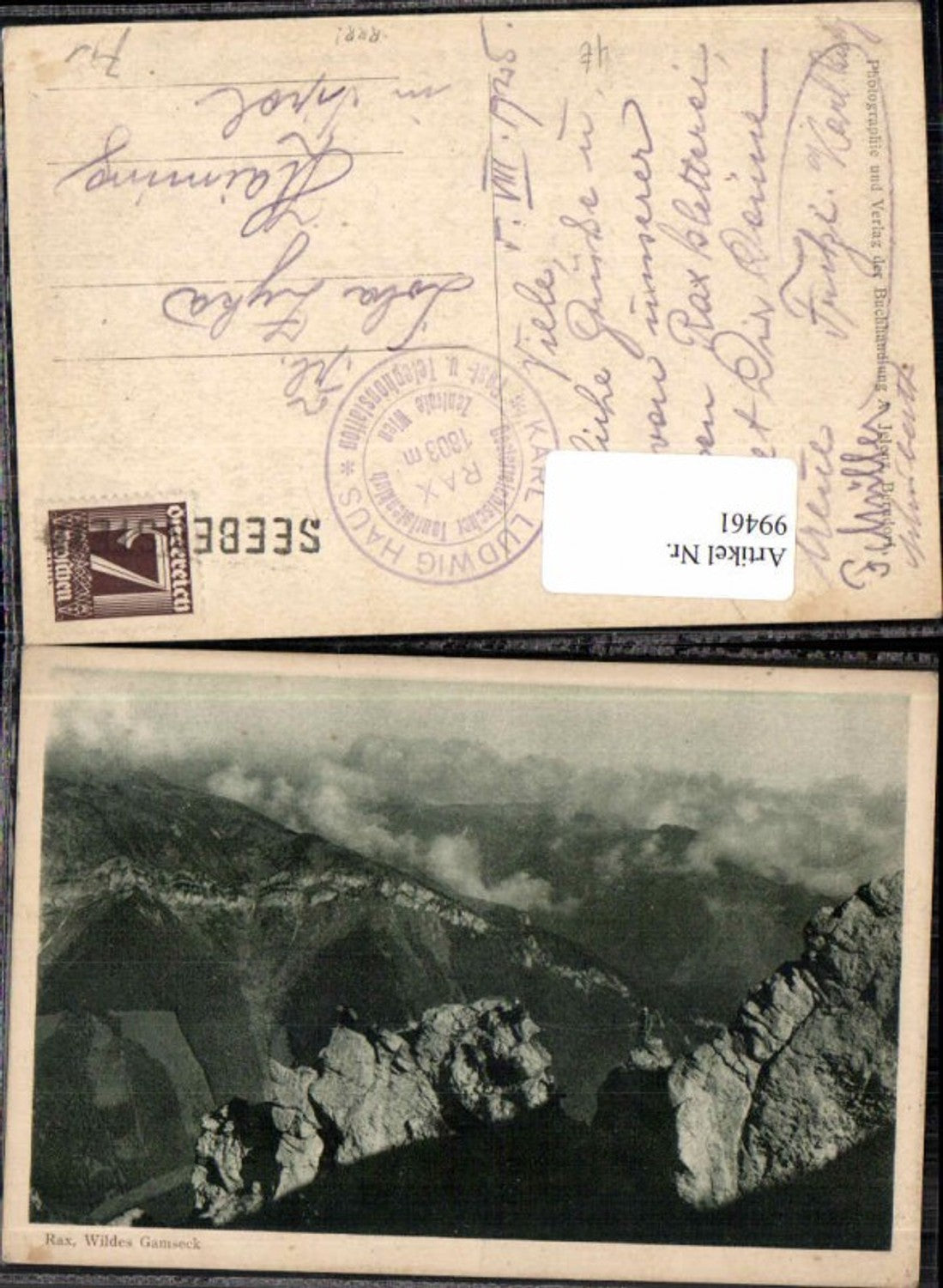 99461,Rax Reichenau Wildes Gamseck 1920