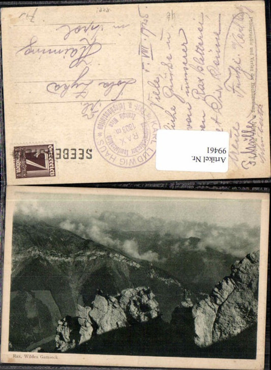 99461,Rax Reichenau Wildes Gamseck 1920