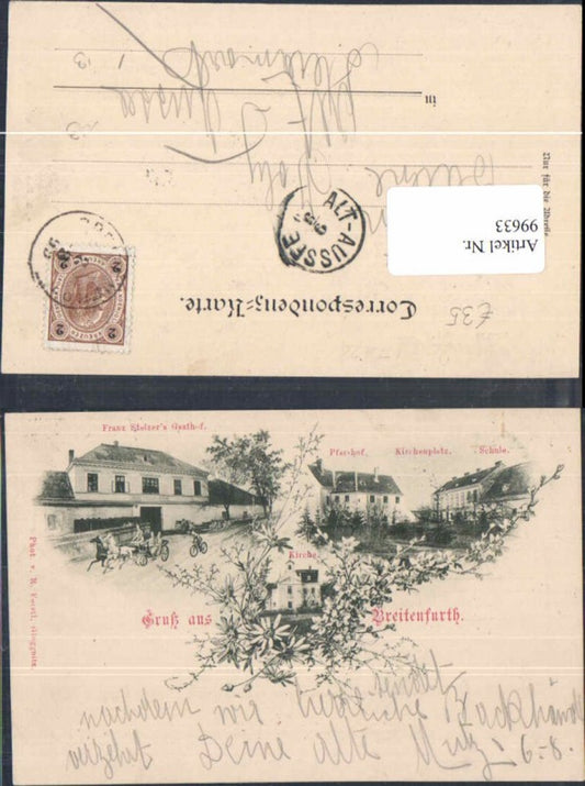 99633,Gruss aus Breitenfurth Breitenfurt Gasthaus Stelzer 1898
