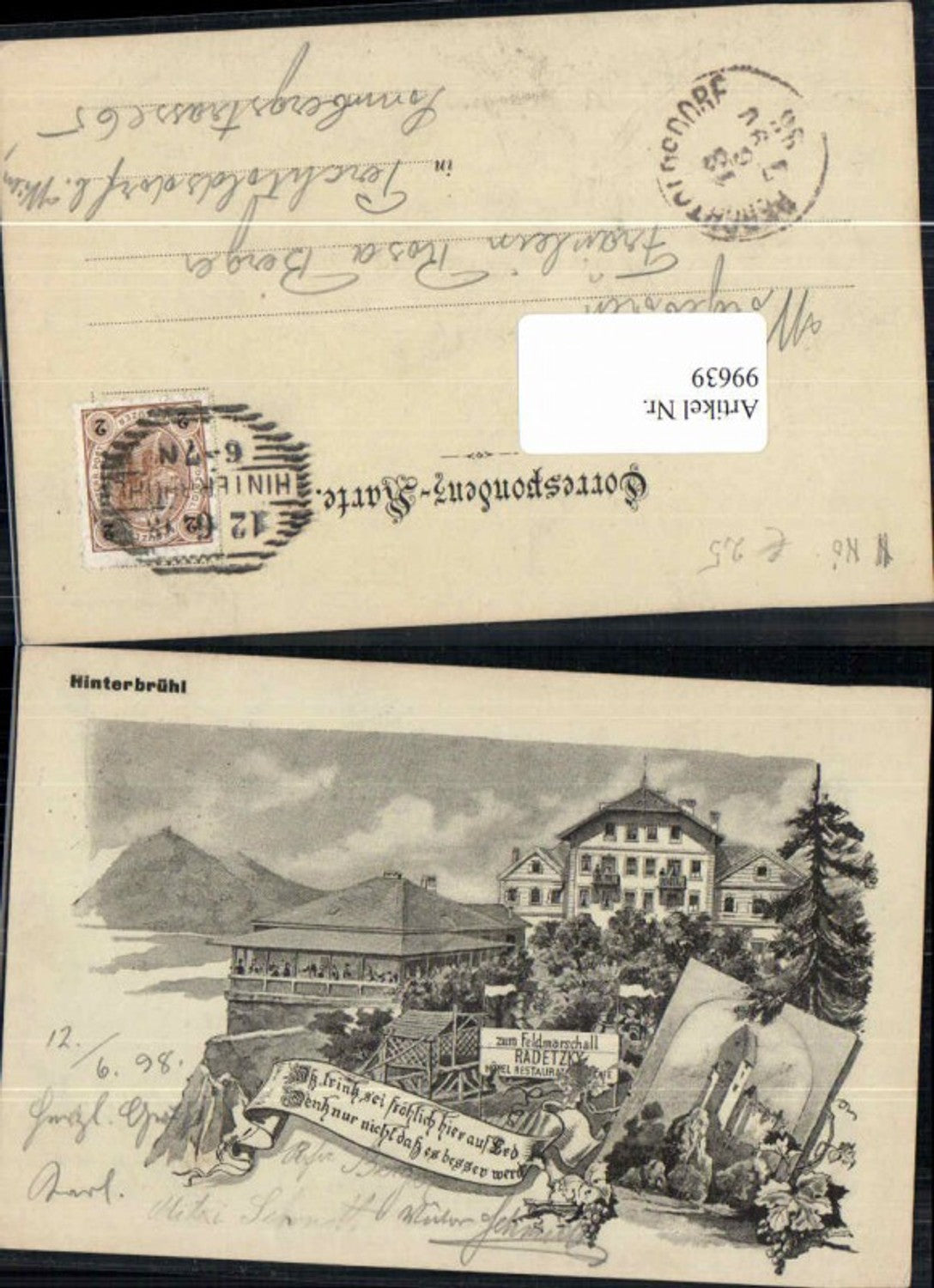 99639,Hinterbrühl Restaurant Radetzky Liechtenstein Burg RAR