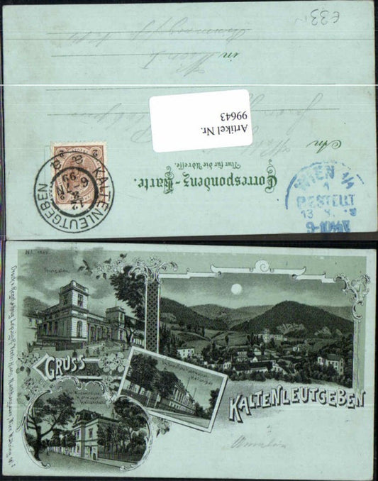 99643,Tolle Litho Gruss aus Kaltenleutgeben b. Mödling 1899