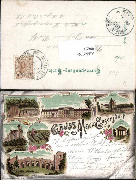 99651,Tolle Litho Gruss aus Maria Enzersdorf Mödling Restauration