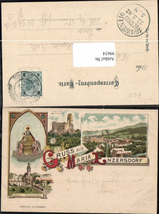 99654,Litho Gruss aus Maria Enzersdorf Liechtenstein 1902