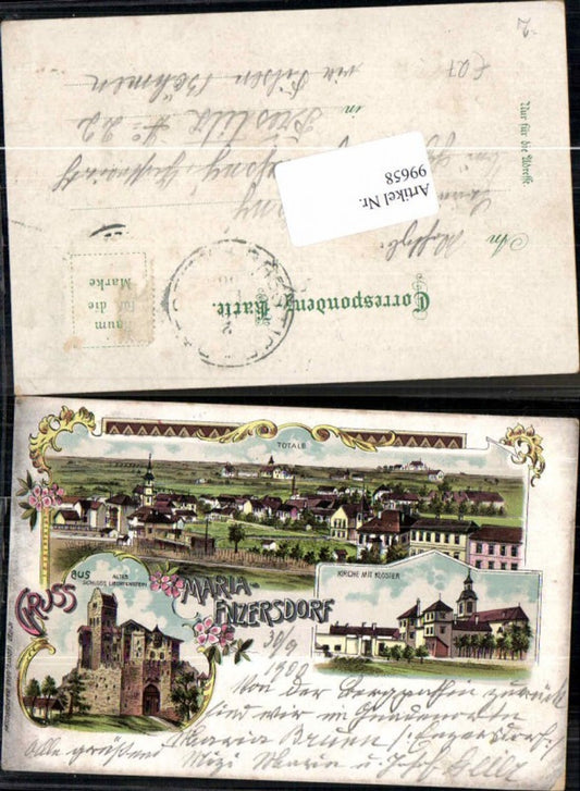 99658,Tolle Litho Gruss aus Maria Enzersdorf Liechtenstein 1899