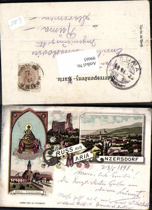 99665,Tolle Litho Gruss aus Maria Enzersdorf 1898