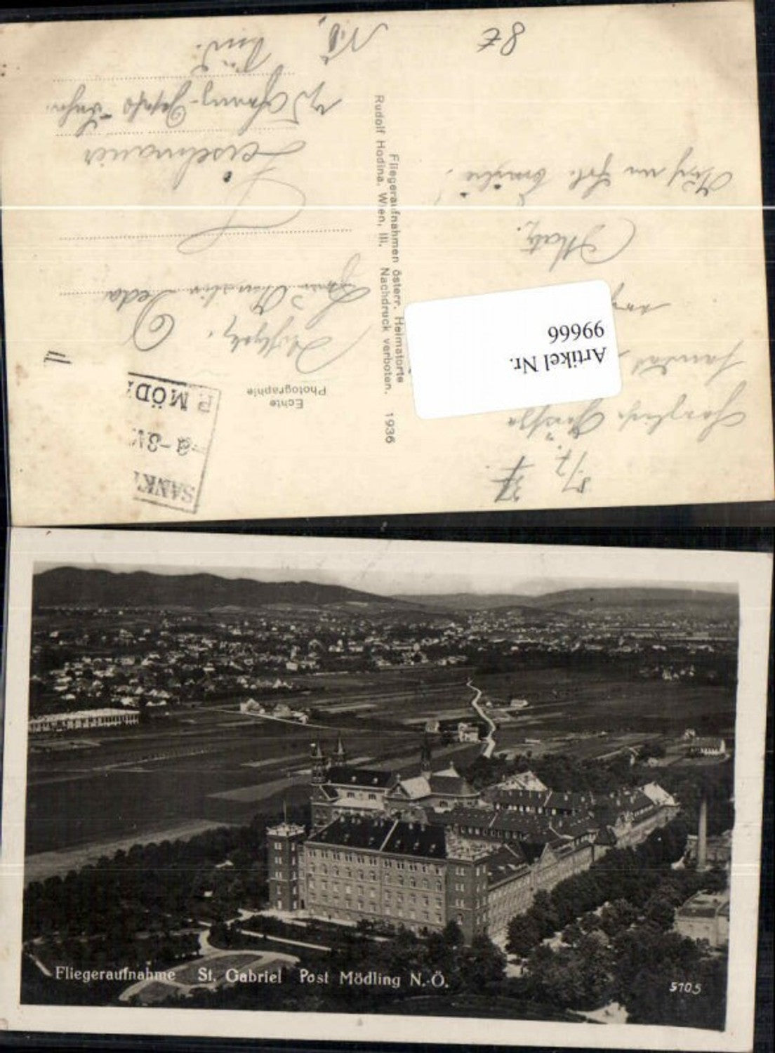 99666, Aerial photograph of St. Gabriel near Mödling, 1936