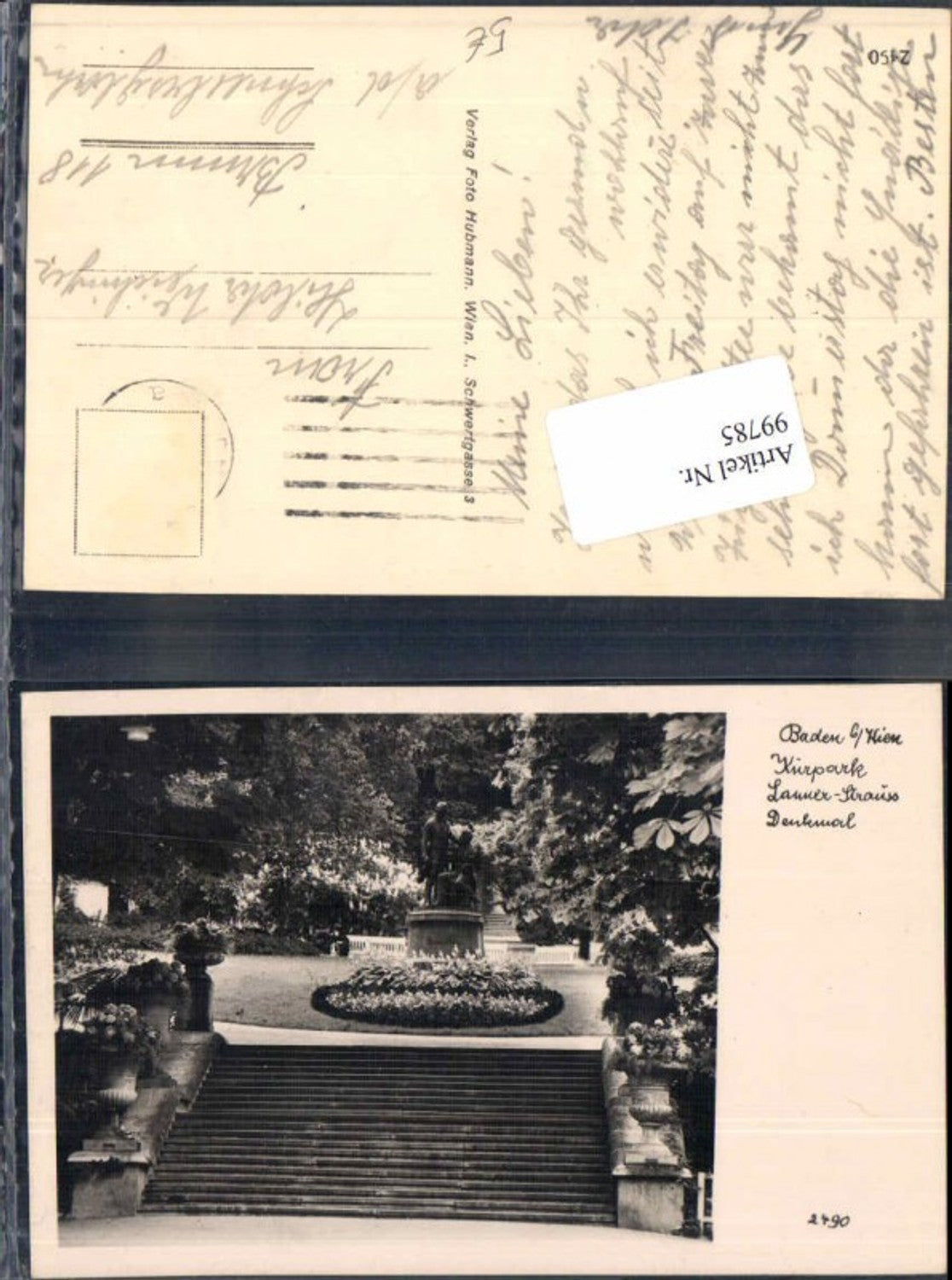 99785,Baden b. Wien Kurpark Lanner Strauss Denkmal