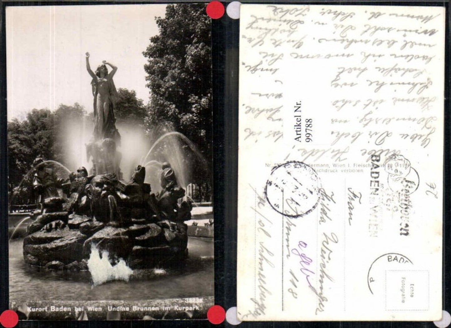 99788,Baden b. Wien Undine Brunnen Kurpark