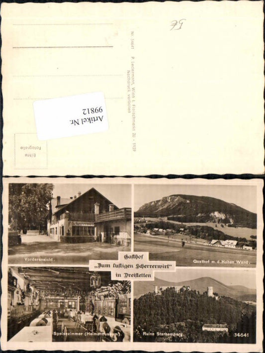 99812,Dreistätten Scherrerwirt Starhemberg Gasthaus Hohe Wand