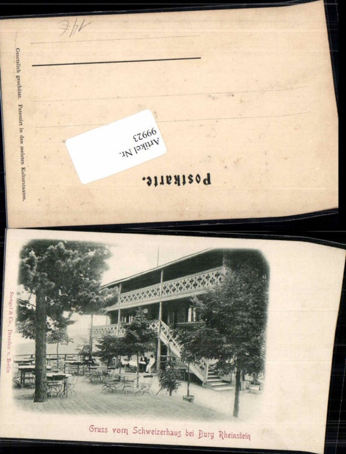 99923,Gruss v. Schweizerhaus Burg Rheinstein Trechtingshausen Relief AK