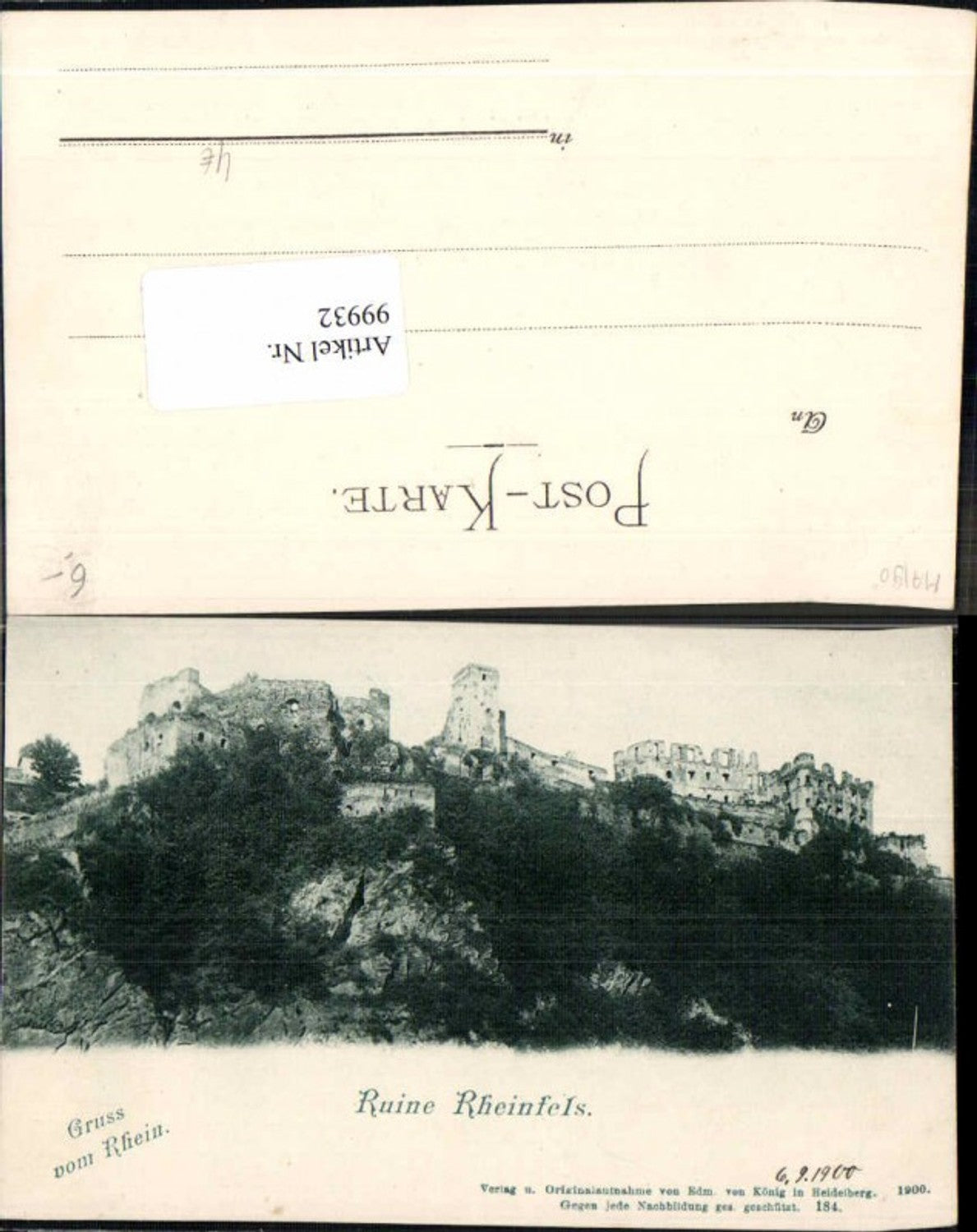 99932,Ruine Rheinfels b. Trechtingshausen 1900