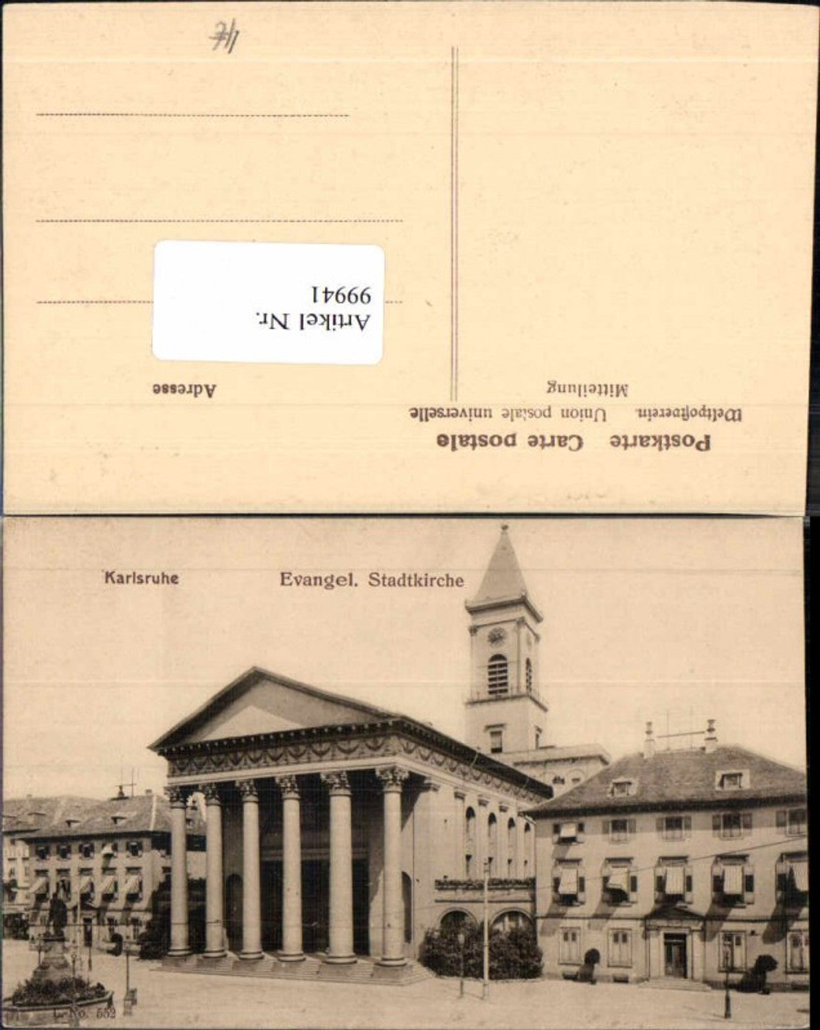 99941,Karlsruhe Evangelische Kirche Stadtkirche