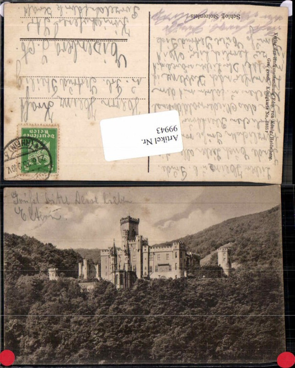 99943,Schloss Stolzenfels Rhein 1920 Koblenz