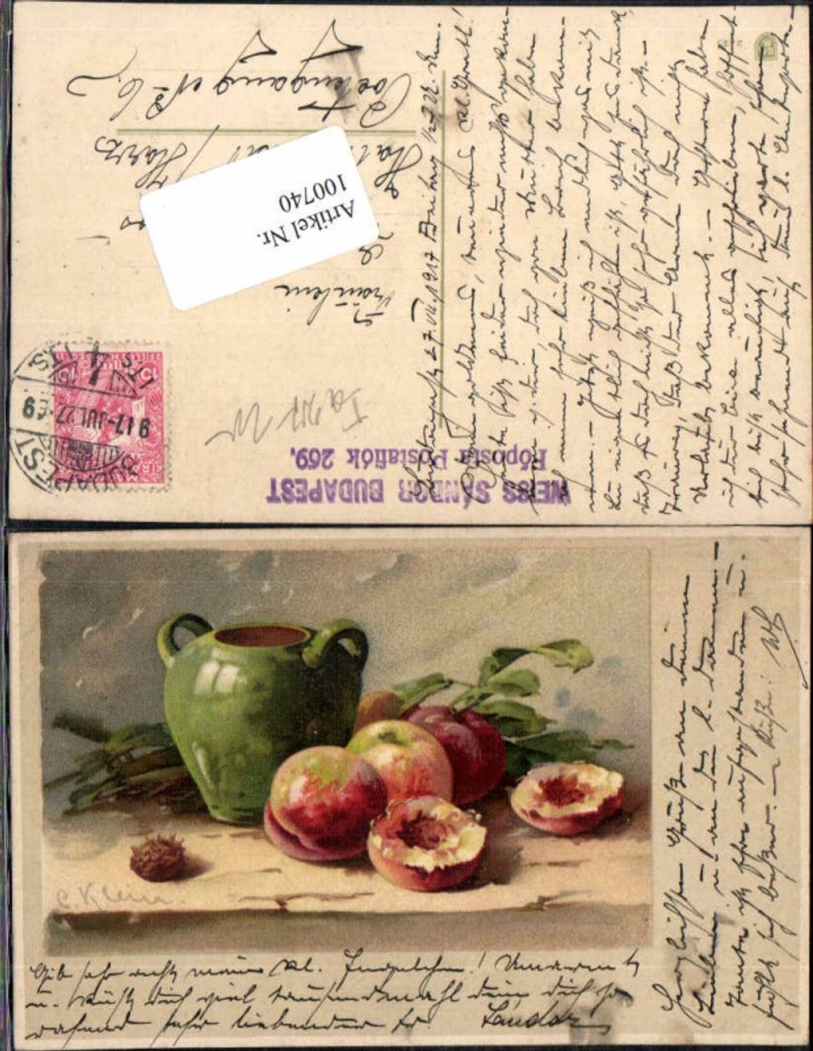 100740,Catharina Klein Pfirsich Früchte signiert G.O.M 2425