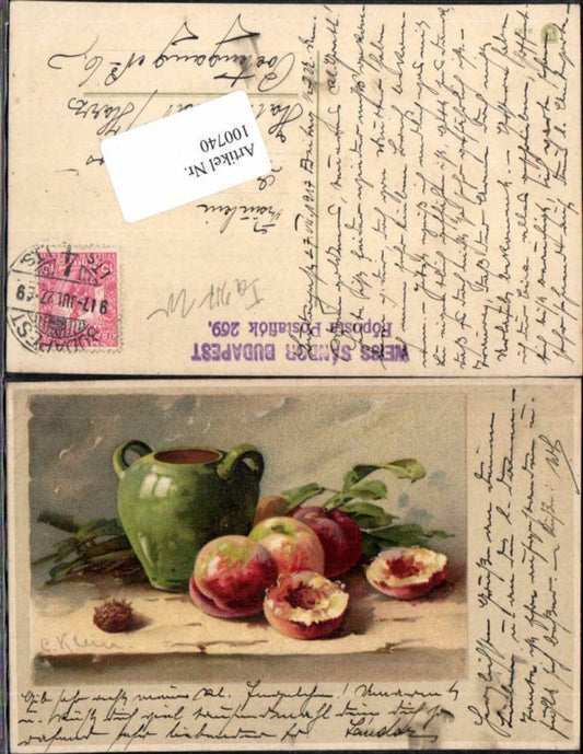 100740,Catharina Klein Pfirsich Früchte signiert G.O.M 2425