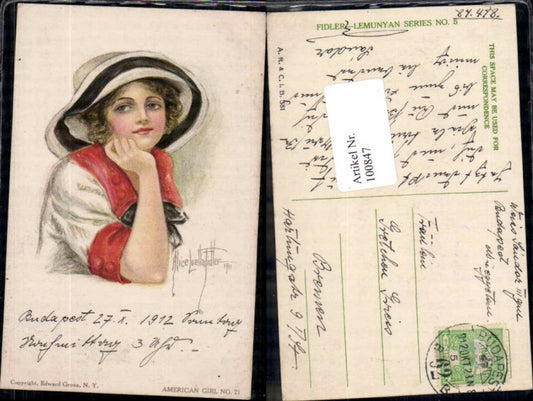 100847,Art Nouveau Edwardian Fashion Hut Hat Mode Alice Luella Fidler