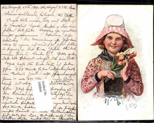 100866,Karl Feiertag Mädchen Holländische Tracht B.K.W.I 814-4