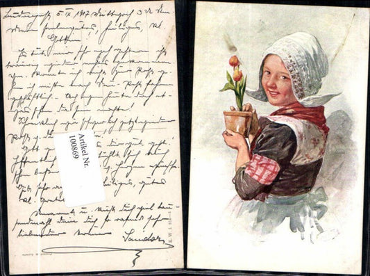 100869,Karl Feiertag Mädchen Holländische Tracht B.K.W.I 814-3