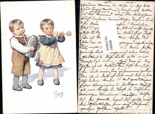 100880,Karl Feiertag Kinder spielen Geschirr Kochlöffel B.K.W.I 817-4