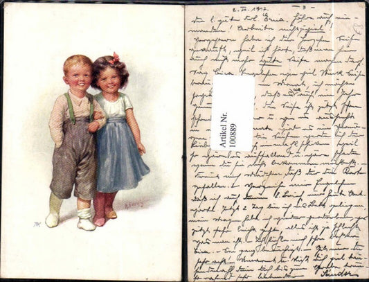 100889,Karl Feiertag Kinder als Paar Süss B.K.W.I 393-5