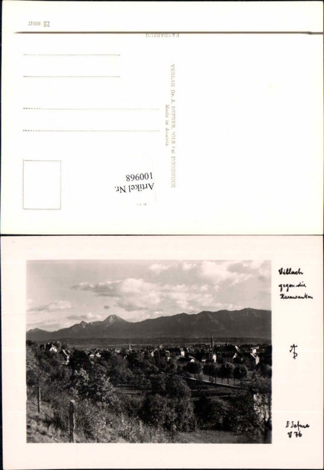 100968, Dr. Defner Igls No. V 76 Villach Karawanken