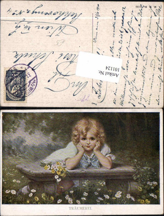 101124,M. Munk Vienne 1192 Neujahr Blumen Mädchen
