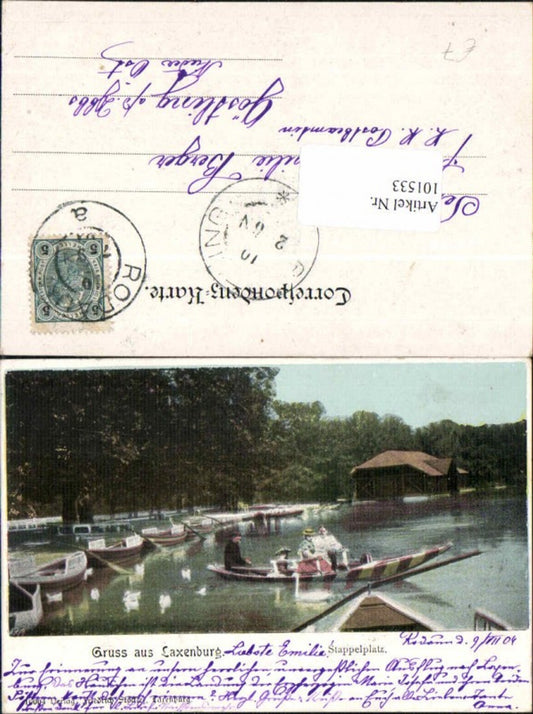 101533,Gruss aus Laxenburg Franzensburg Stappelplatz Boot 1900