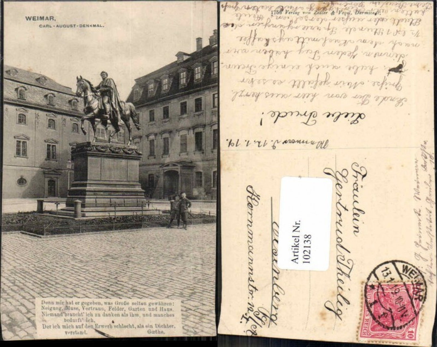 102138,Weimar Carl August Denkmal Kinder am Platz
