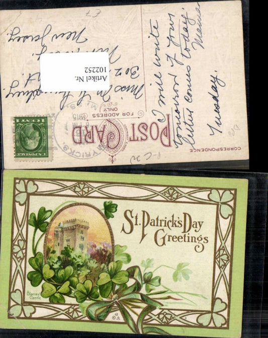 102252,Präge AK St Patricks day Klee Kleeblatt Blarney Castle