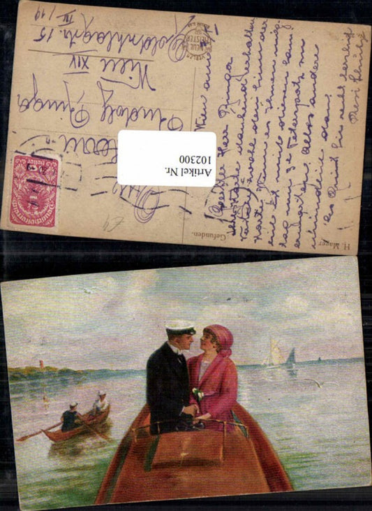 102300,H. Mager, sailor with wife, seaman, navy, on boat