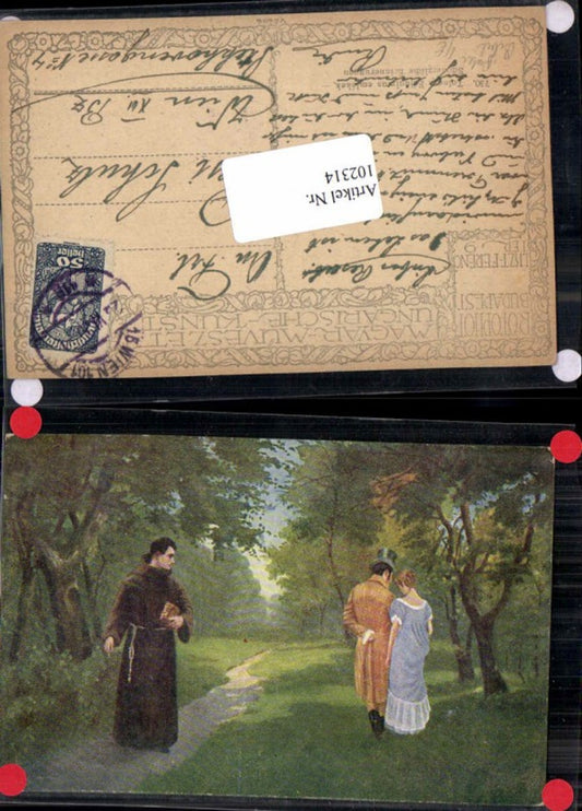 102314,Priester Pater m. Bibel und Liebespaar Zylinder Hut