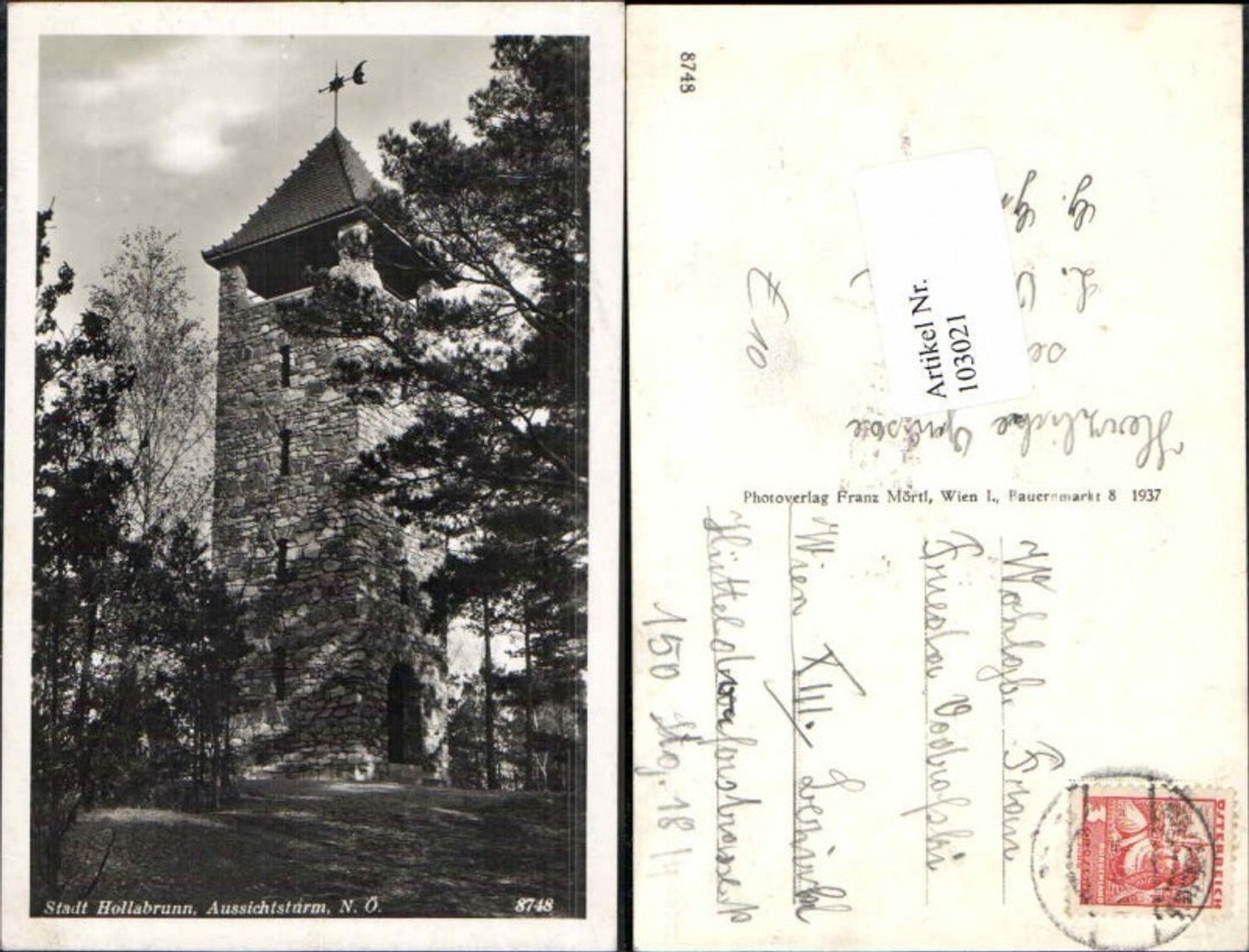 103021,Stadt Hollabrunn Aussichtsturm 1937