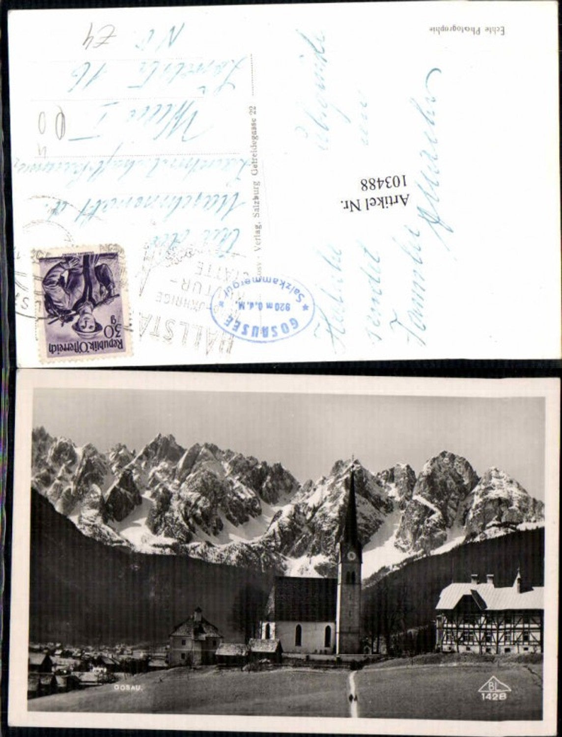 103488,Gosau Ortsansicht pub Lenz 1428