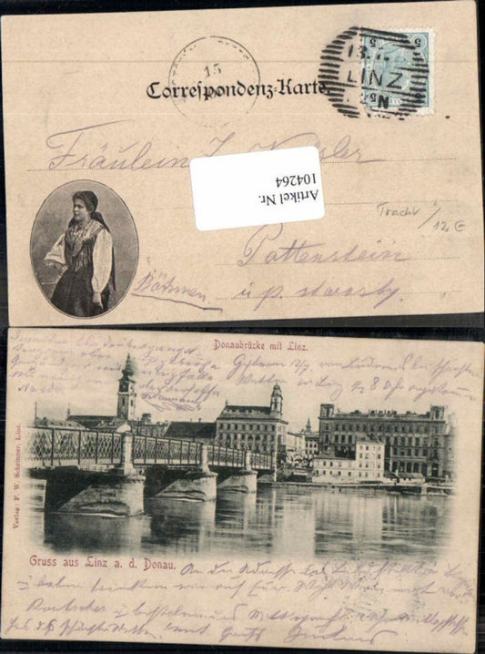 104264,Linz a.d. Donau m. Urfahr und Brücke 1898