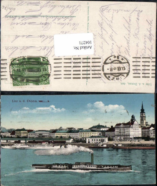 104271,Linz a.d. Donau m. Dampfer HEBE und Landungsplatz 1910