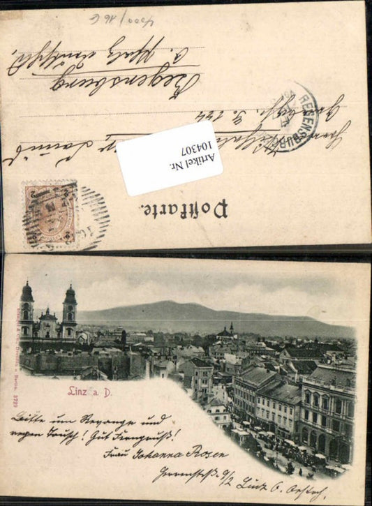 104307,Linz a.d. Donau Teilansicht m. Strasse 1897