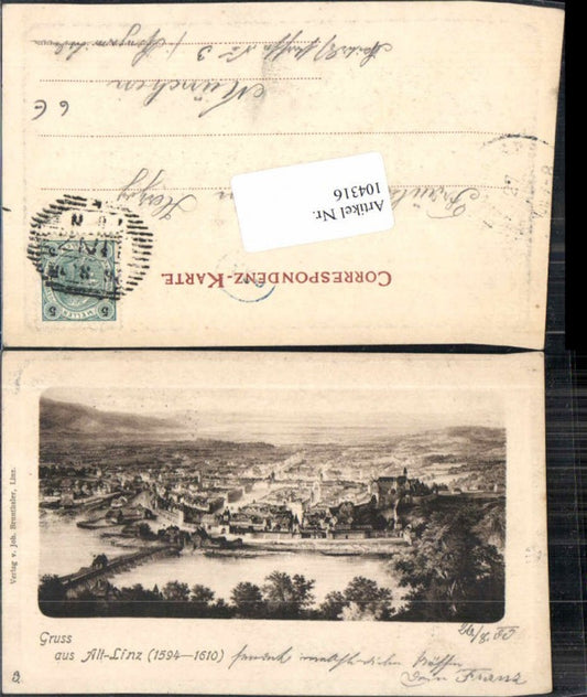 104316,Gruss aus Alt Linz a.d. Donau 1610 Präge AK